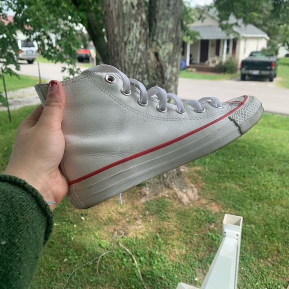 White and Red Leather Converse - Picture 8 of 11